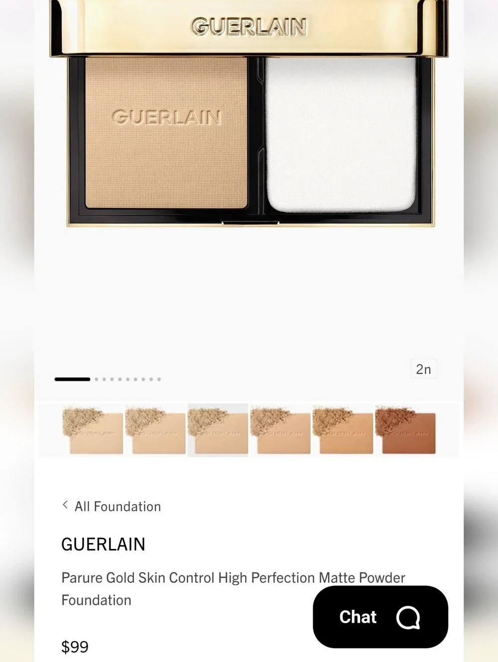 Guerlain Parure Gold Skin Control Matte Powder Foundation — 2N Beige